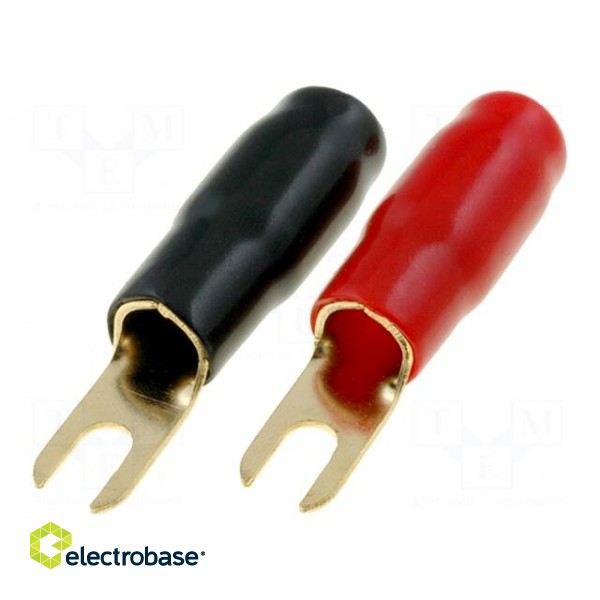 Terminal: fork | M5 | 22mm2 | gold-plated | insulated | red and black