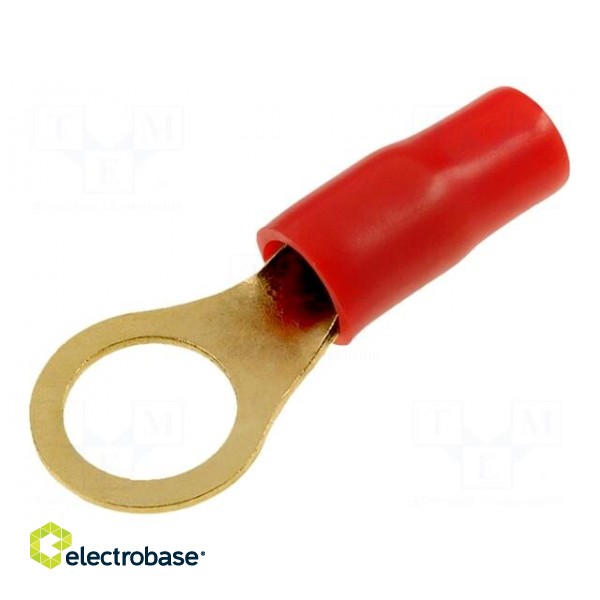 Terminal: ring | M10 | 10mm2 | gold-plated | insulated | red