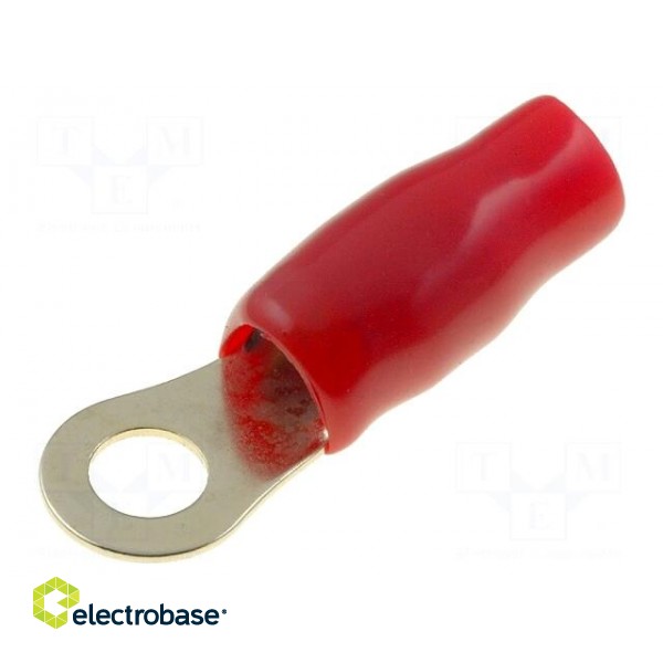 Terminal: ring | M6 | 16mm2 | gold-plated | insulated | red