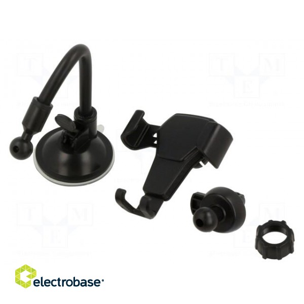 Car holder | black | air vent,for windscreen | Size: 65-85mm
