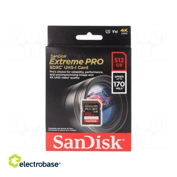 Memory card | Extreme Pro | SD XC | 512GB | Read: 170MB/s