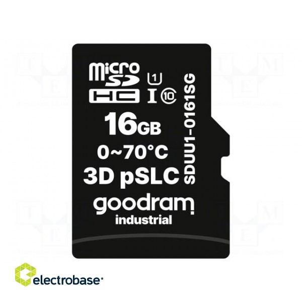Memory card | industrial | 3D pSLC,microSD | UHS I U1 | 16GB | 0÷70°C image 2