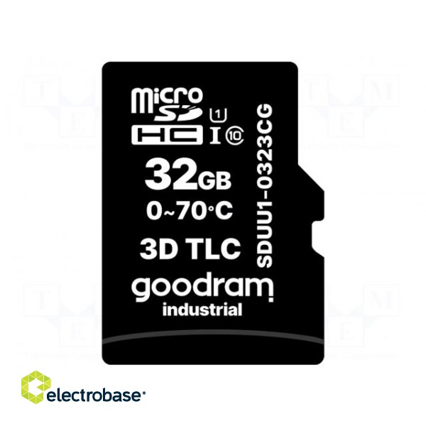 Memory card | industrial | 3D TLC,microSD | UHS I U1 | 32GB | 0÷70°C фото 2