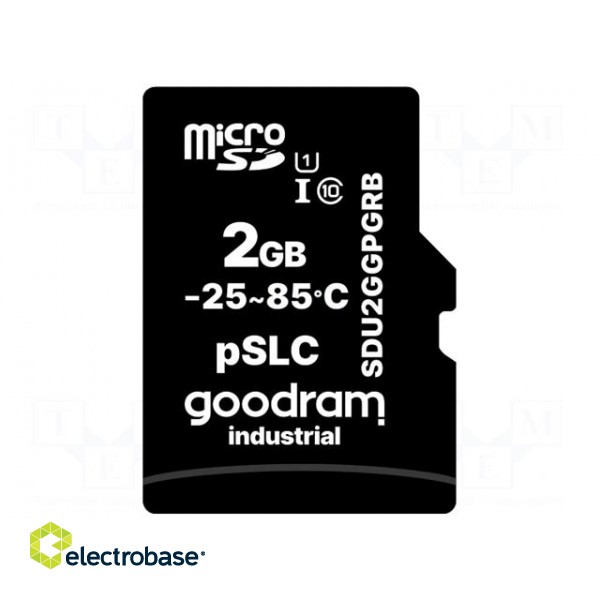 Memory card | industrial | SD Micro,pSLC | 2GB | Class 6 | -25÷85°C image 2