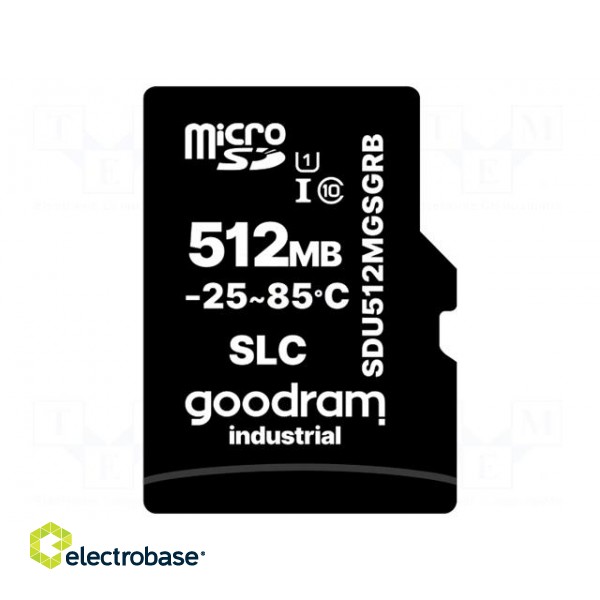 Memory card | industrial | SD Micro,SLC | 512MB | Class 6 | -25÷85°C image 2