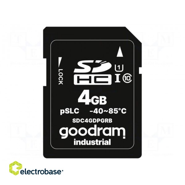 Memory card | industrial | SD,pSLC | 4GB | UHS I U1 | -40÷85°C image 2