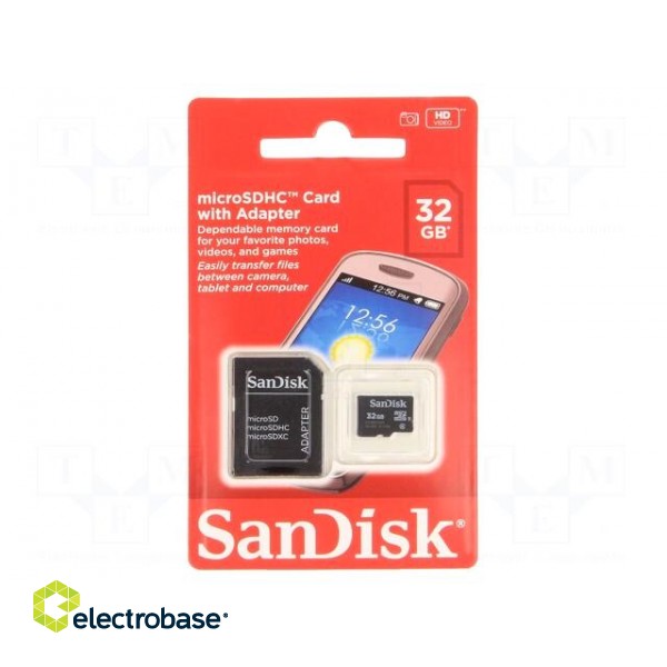 Memory card | microSDHC | Class 4 | 32GB | SD adapter image 1
