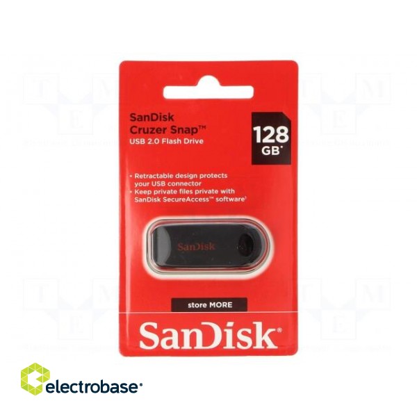 Pendrive | USB 2.0 | 128GB | USB A | CRUZER SNAP | Colour: black