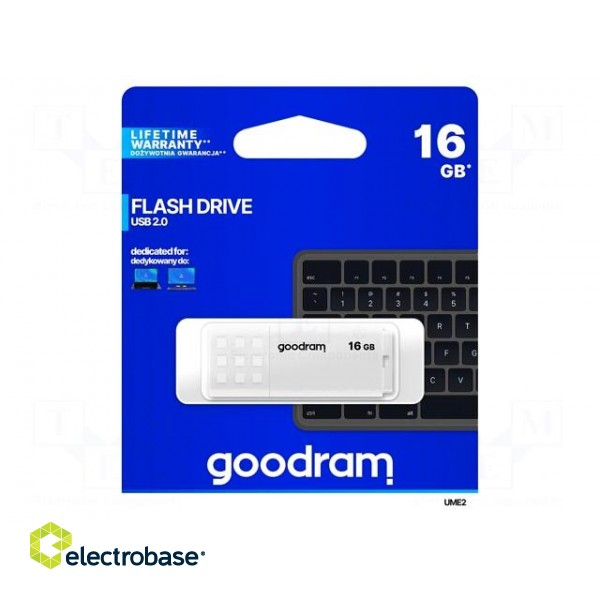 Pendrive | USB 2.0 | 16GB | R: 20MB/s | W: 5MB/s | white | USB A