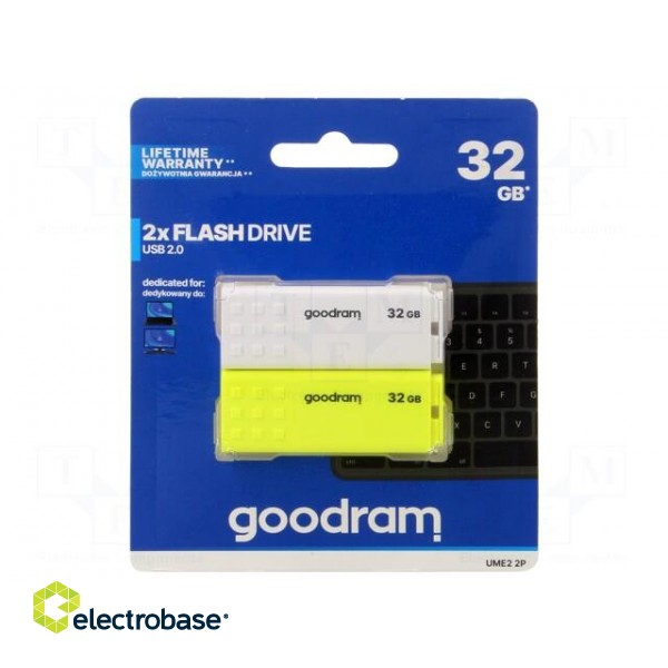 Pendrive | USB 2.0 | 32GB | R: 20MB/s | W: 5MB/s | USB A | white,yellow