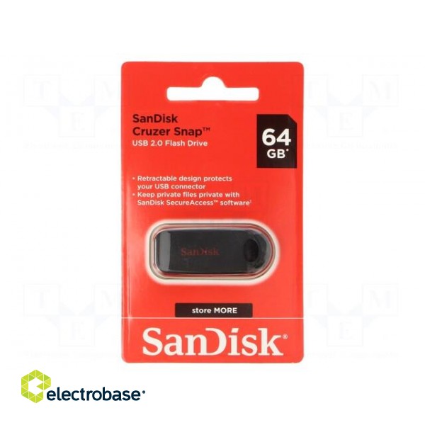 Pendrive | USB 2.0 | 64GB | USB A | CRUZER SNAP | Colour: black
