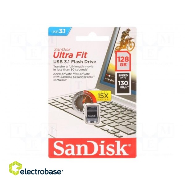 Pendrive | USB 3.2 | 128GB | R: 130MB/s | ULTRA FIT | USB A