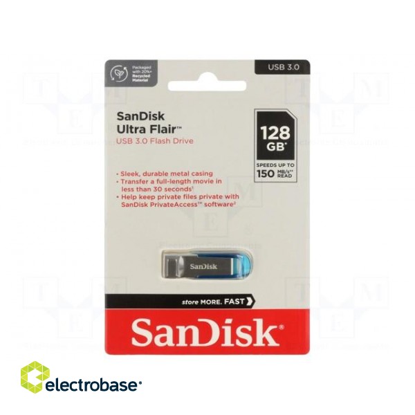 Pendrive | USB 3.0 | 128GB | R: 150MB/s | ULTRA FLAIR | blue | USB A