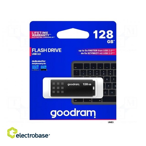 Pendrive | USB 3.0 | 128GB | R: 60MB/s | W: 20MB/s | black | USB A