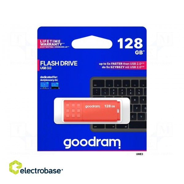 Pendrive | USB 3.0 | 128GB | R: 60MB/s | W: 20MB/s | orange | USB A