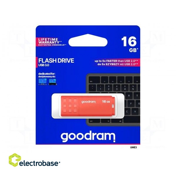 Pendrive | USB 3.0 | 16GB | Read: 60MB/s | Write: 20MB/s | Colour: orange