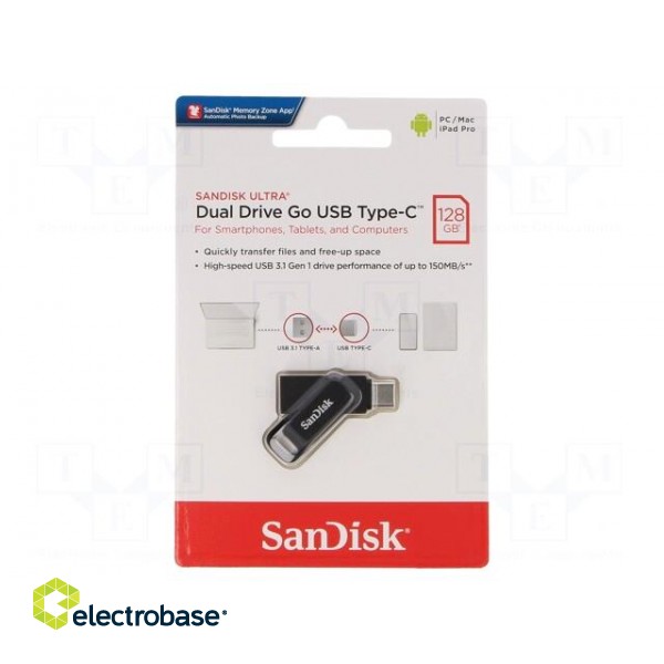 Pendrive | USB 3.1 | 128GB | R: 150MB/s | DUAL DRIVE GO | black