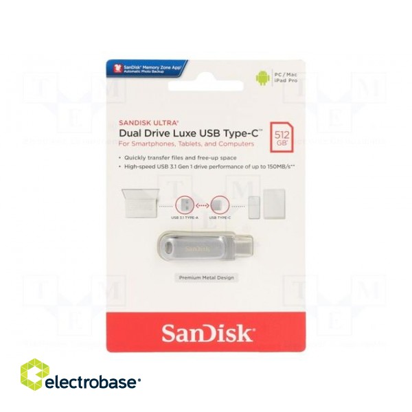 Pendrive | USB 3.1 | 512GB | R: 150MB/s | ULTRA DUAL DRIVE LUXE