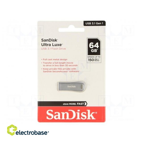 Pendrive | USB 3.1 | 64GB | 150MB/s | USB A | ULTRA LUXE | Colour: silver