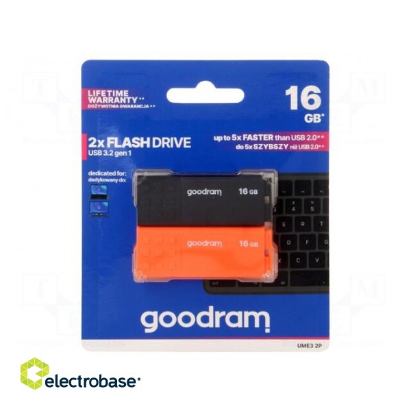 Pendrive | USB 3.2 | 16GB | R: 60MB/s | W: 20MB/s | black,orange | USB A