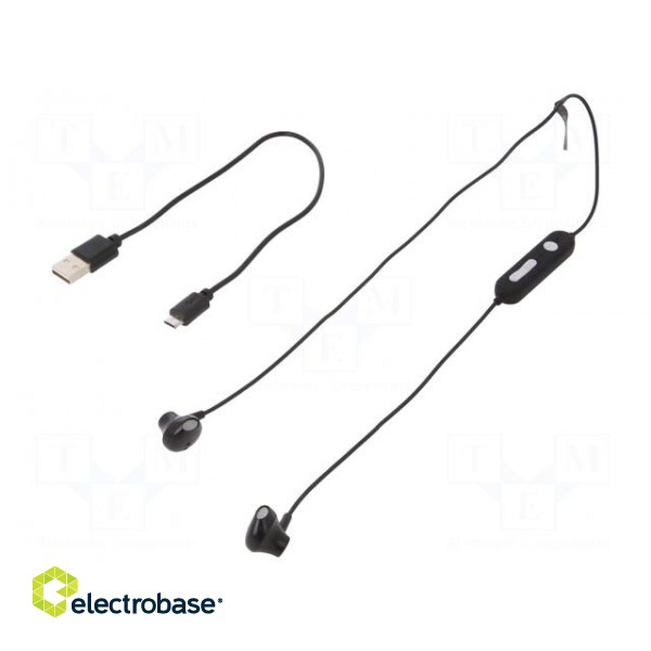 Wireless headphones with microphone | black | USB | 10m