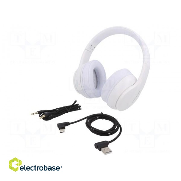 Wireless headphones with microphone | white | 20÷22000Hz | 10m | 32Ω image 1