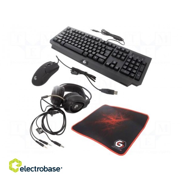 Gaming kit | black | Jack 3,5mm,USB A | wired,US layout | 1.8m | 32Ω фото 1