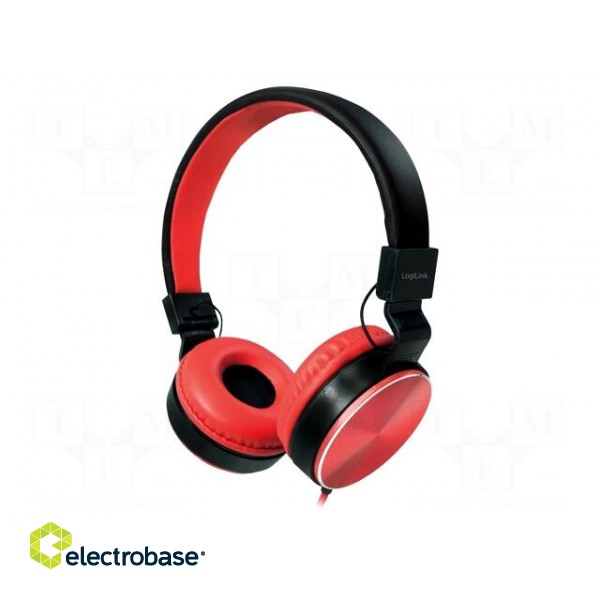 Headphones | red | Jack 3,5mm | Features: stereo | 1.2m | 20÷20000Hz