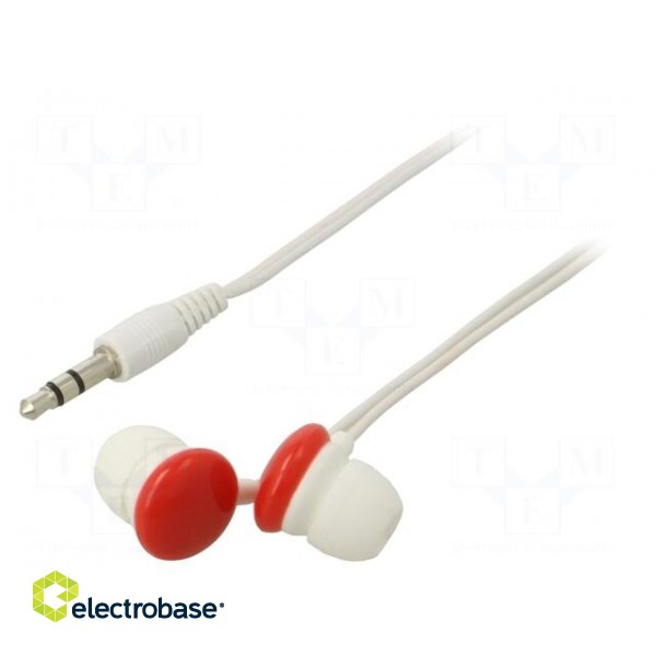 Headphones | white,red | Jack 3,5mm | in-ear | 1.2m | 50Hz÷18kHz