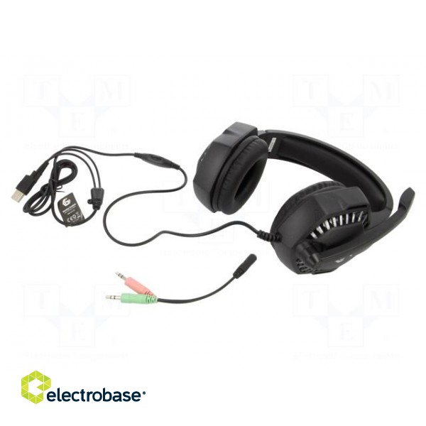 Headphones with microphone | black | Jack 3,5mm | headphones | 2m