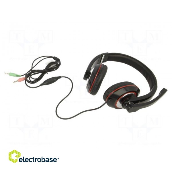 Headphones with microphone | black | Jack 3,5mm x2 | 1.8m | 32Ω