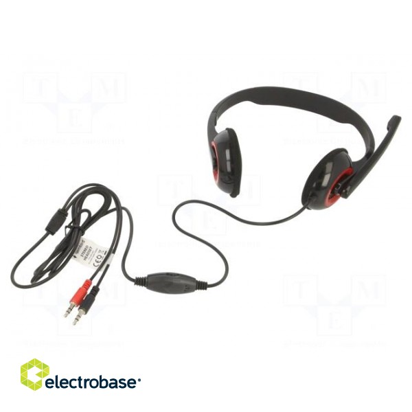 Headphones with microphone | black,red | Jack 3,5mm x2 | 1.8m | 32Ω