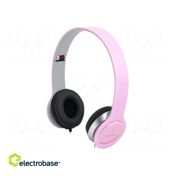 Headphones with microphone | pink | Jack 3,5mm | 1.2m | 20÷20000Hz