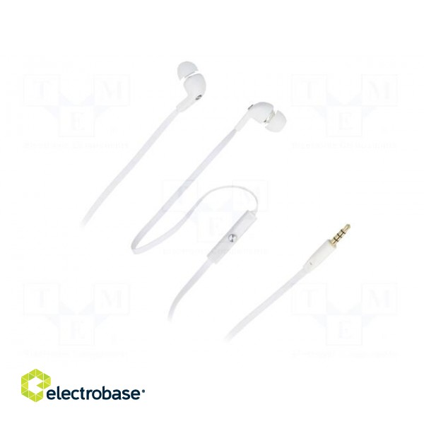 Headphones with microphone | white | Jack 3,5mm | in-ear | 32Ω | 105dB paveikslėlis 1