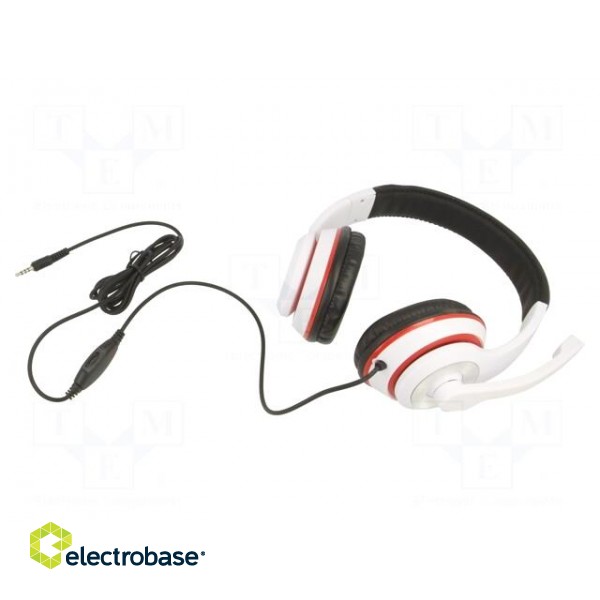 Headphones with microphone | white,black,red | Jack 3,5mm | 1.8m