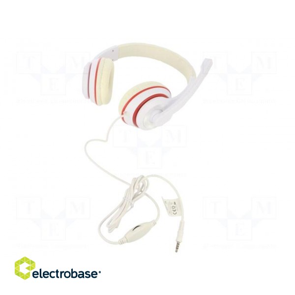 Headphones with microphone | white,red | Jack 3,5mm | headphones