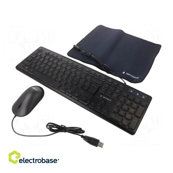 Office kit | black | USB A | wired,US layout | Features: with LED