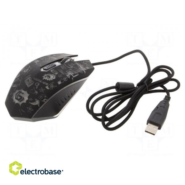 Optical mouse | black | USB A | wired | 1.35m | No.of butt: 6
