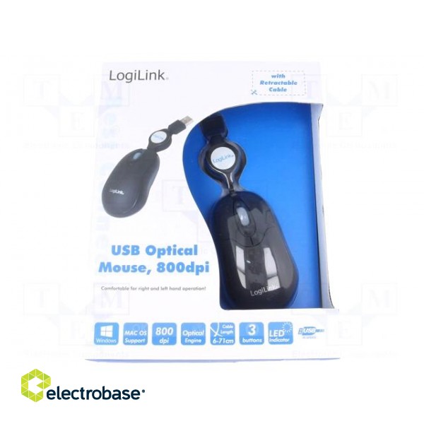 Optical mouse | black | USB | wired | No.of butt: 3 | 0.7m