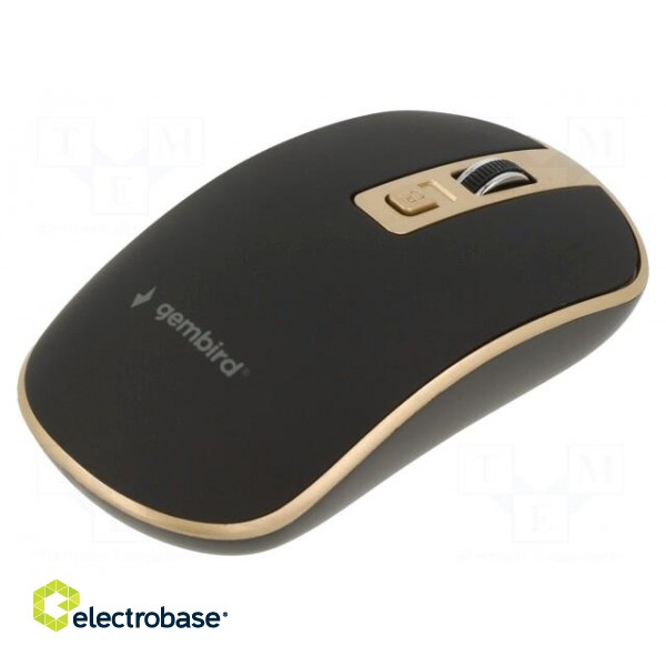 Optical mouse | black,golden | USB A | wireless | 10m | No.of butt: 4