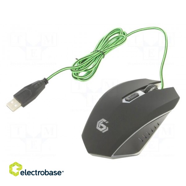 Optical mouse | black,green | USB A | wired | 1.3m | No.of butt: 6 фото 1