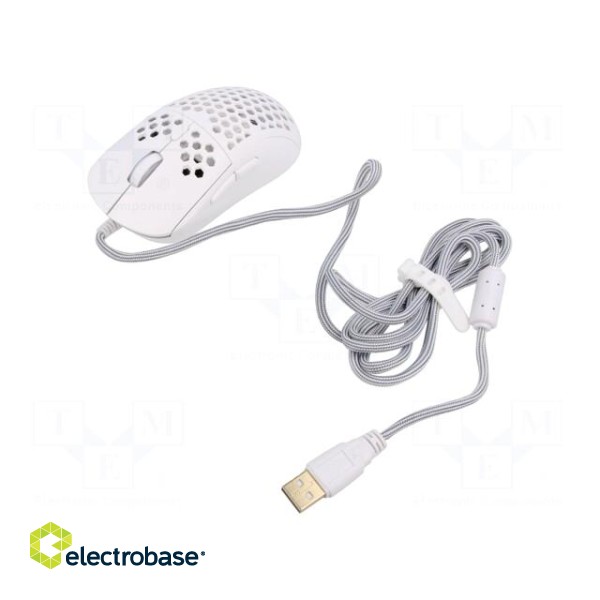 Optical mouse | white | USB A | wired | 1.8m | No.of butt: 7