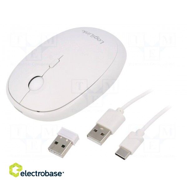 Optical mouse | white | USB A | wireless,Bluetooth 4.0 | 10m фото 1