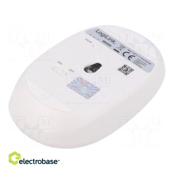 Optical mouse | white | USB A | wireless,Bluetooth 4.0 | 10m paveikslėlis 2