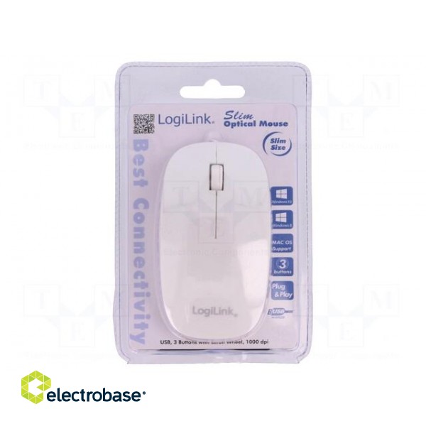 Optical mouse | white | USB | wired | No.of butt: 3