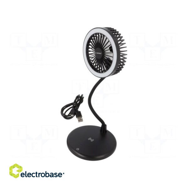 USB light | black | DC | with fan | Features: inductance charger | 1.5m