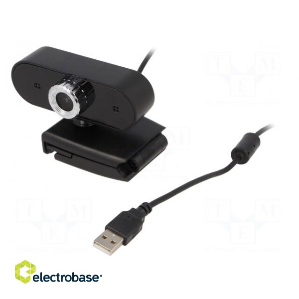 Webcam | black | USB | Features: Full HD 1080p,PnP | 1.45m | clip | 60° paveikslėlis 1