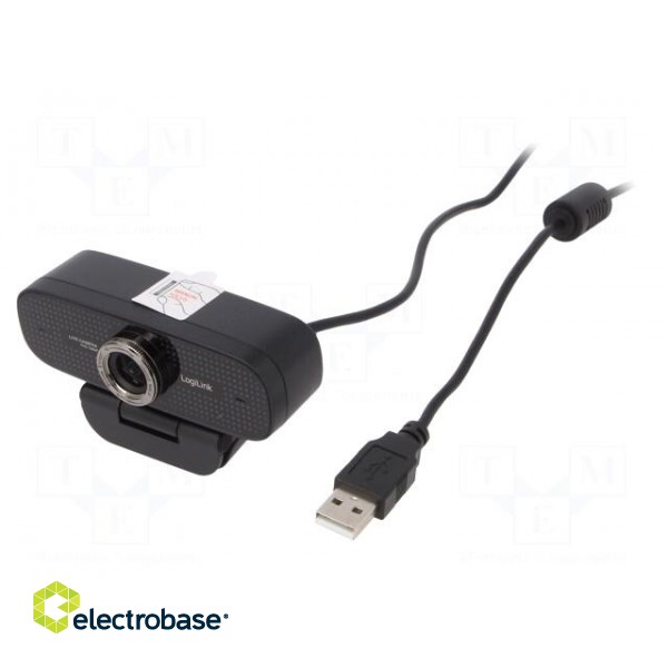 Webcam | black | USB | Features: Full HD 1080p,PnP | 1.6m | clip | 100° фото 1