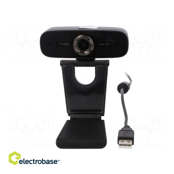 Webcam | black | USB | Features: Full HD 1080p,PnP | 1.6m | clip | 100° фото 3