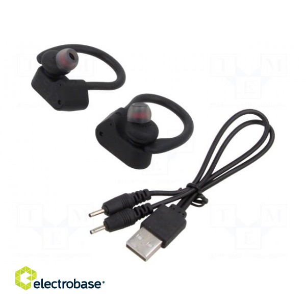 Wireless headphones with microphone | black | Features: with LED